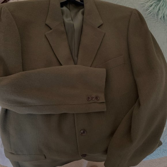 CAMELHAIR SINGLE BUTTON BLAZER Loden Green by Loro Piana for SAKS - Picture 9 of 10